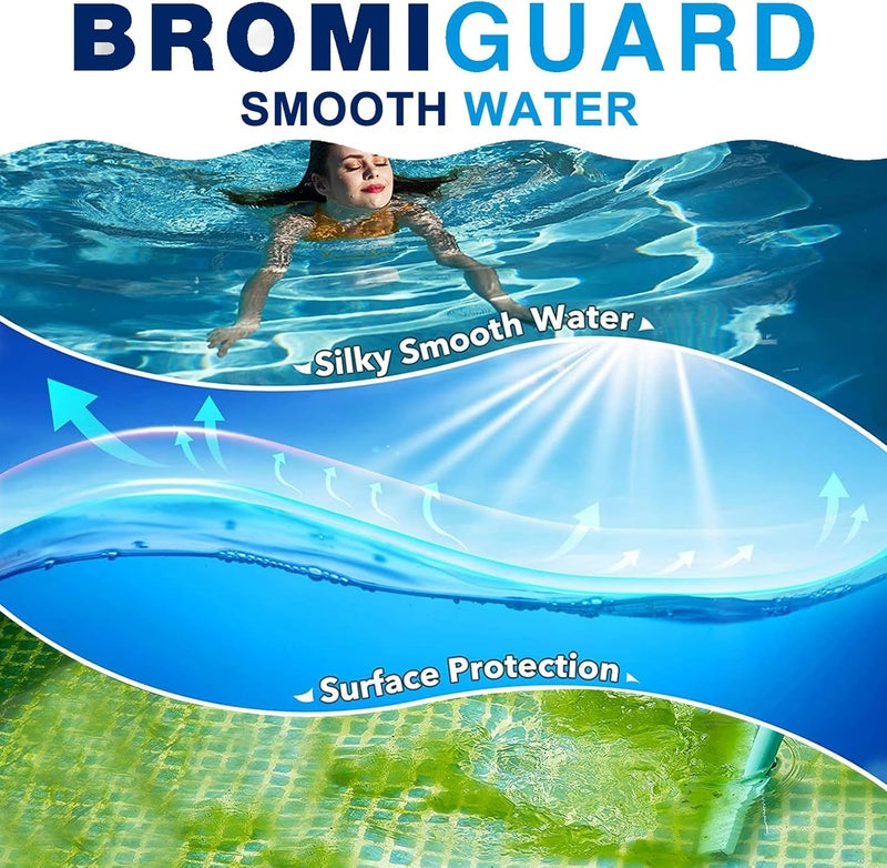 BROMIGUARD أقراص البروم 1 بوصة 1.8 رطل لمطهر كيميائي لحمام السباحة | أقراص بروم طويلة الأمد 1" للمسابح | رائحة كلور أقل 1.8 رطل - Image 5